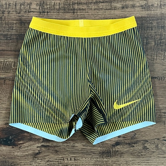 Nike Pro Elite Track & Field 3” Tights Made in USA ‘Yellow Black’ size wmns XXS